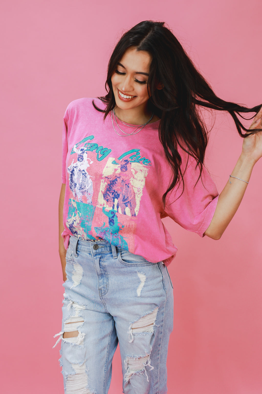 Long Live Cowboys Pop Art Tee In Pink