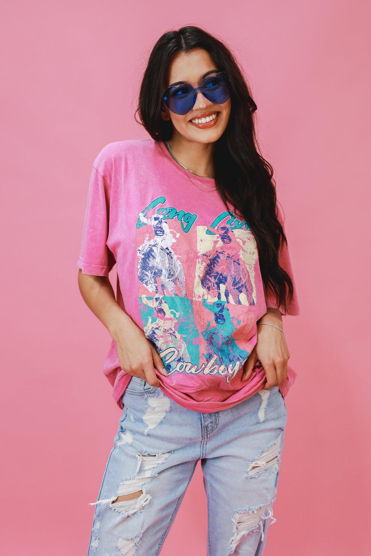 Long Live Cowboys Pop Art Tee In Pink