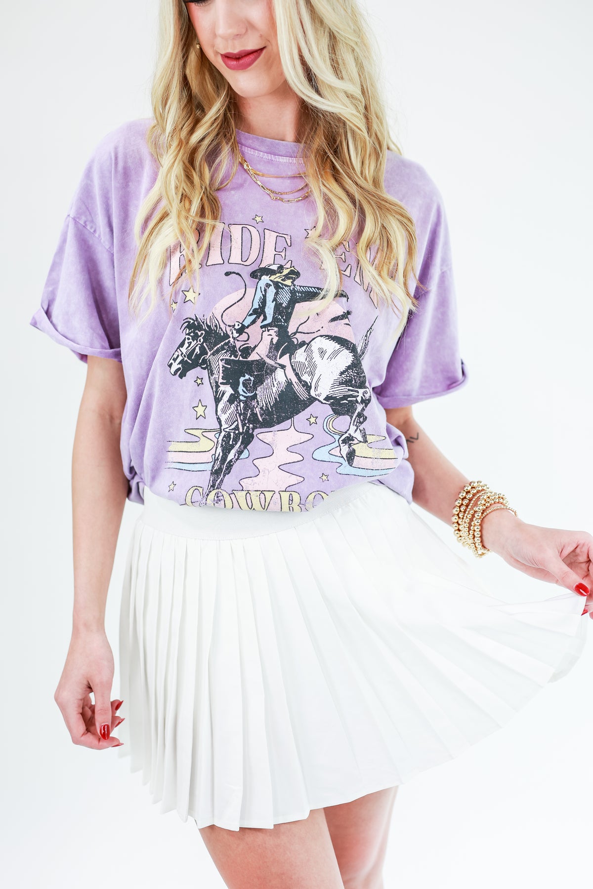 Ride 'Em Cowboys Tee In Lavender