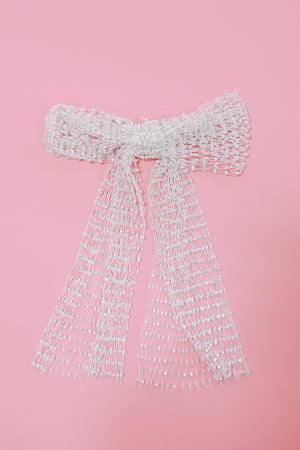 Details Await Mesh Bow In White