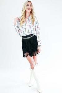 Down To Dance Fringe Skirt In Black