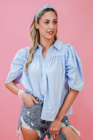Garden Meeting Shift Top In Chambray
