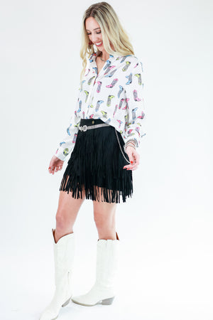 Down To Dance Fringe Skirt In Black