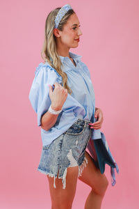 Garden Meeting Shift Top In Chambray