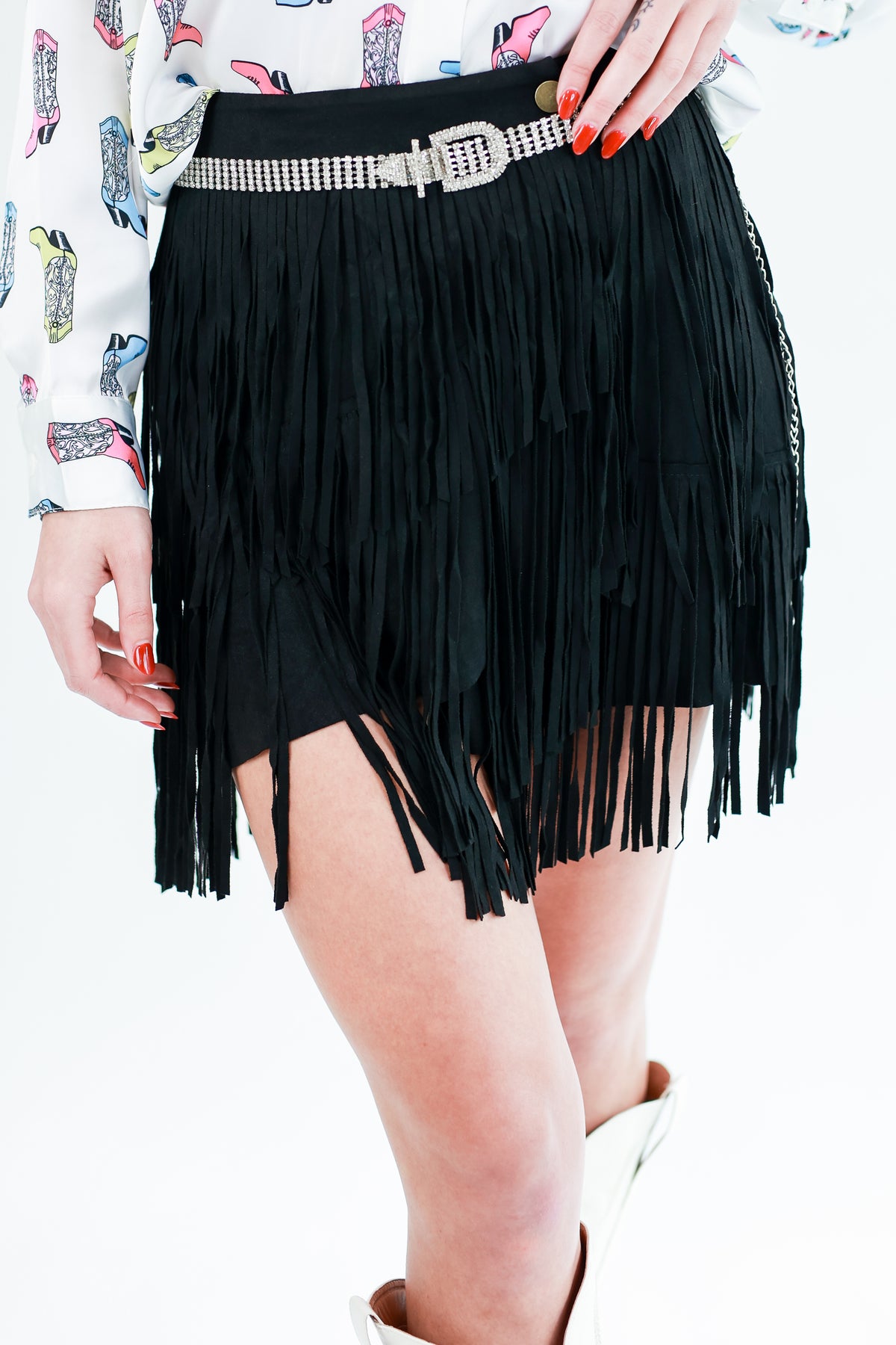 Down To Dance Fringe Skirt In Black