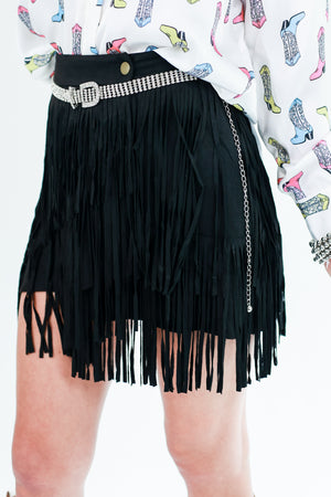 Down To Dance Fringe Skirt In Black