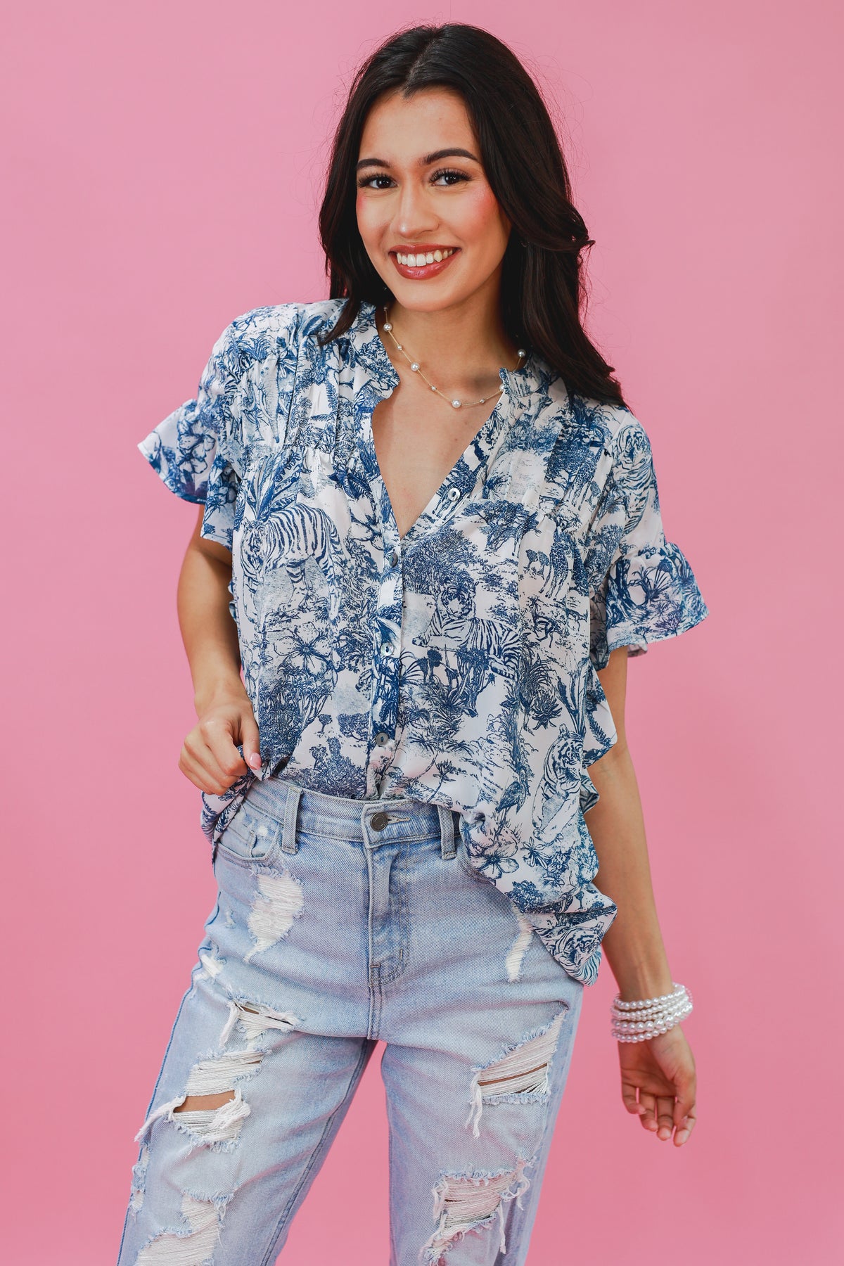 Queen Of Floral Shift Top In Ivory