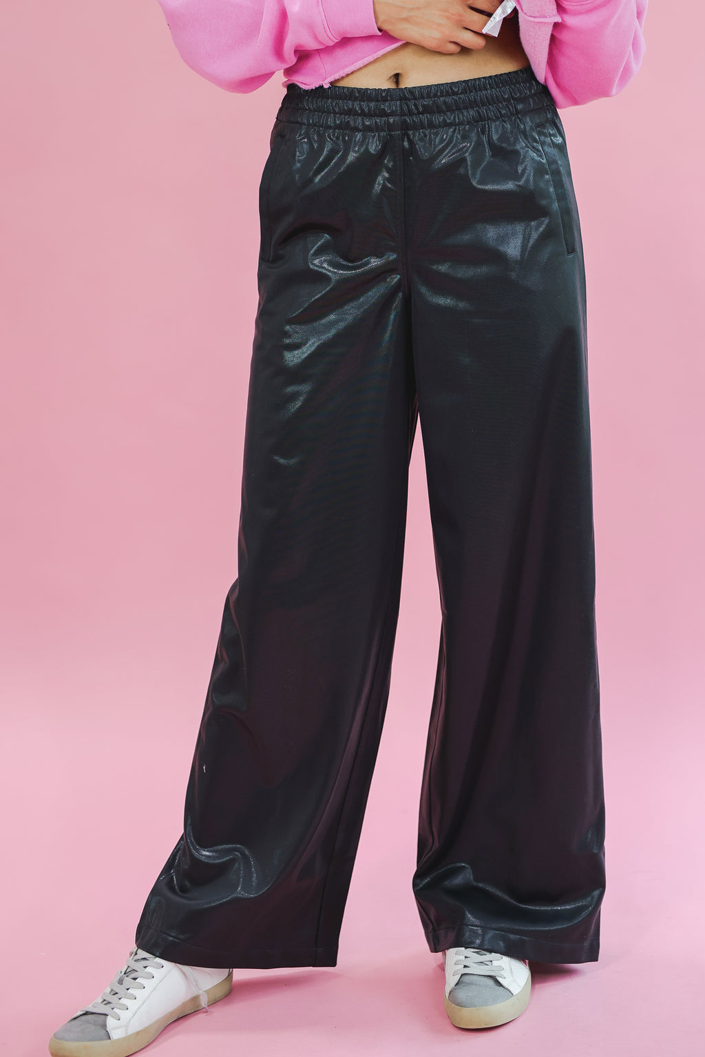 The Karyn Glossy Sweat Pants In Black