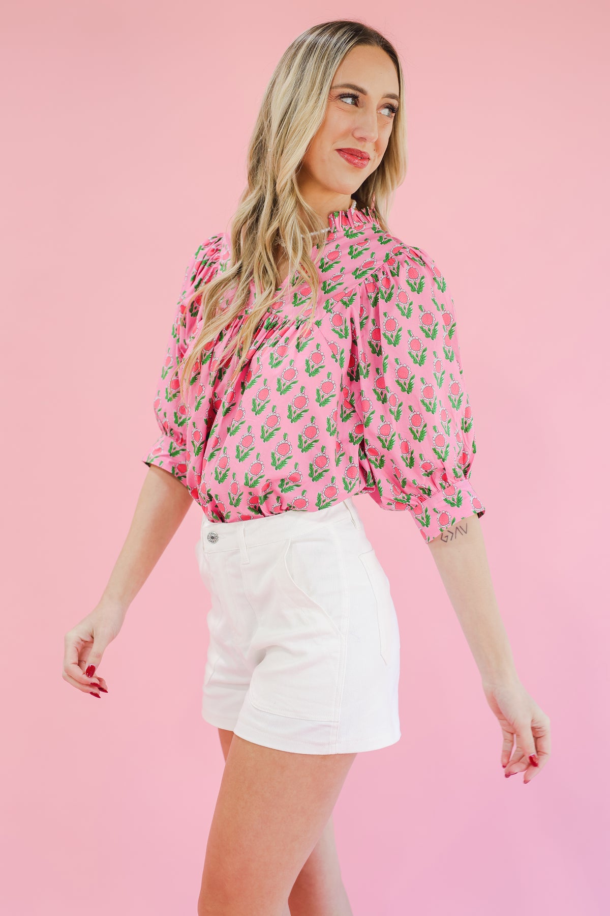 Floral Queen Shift Top - Pink