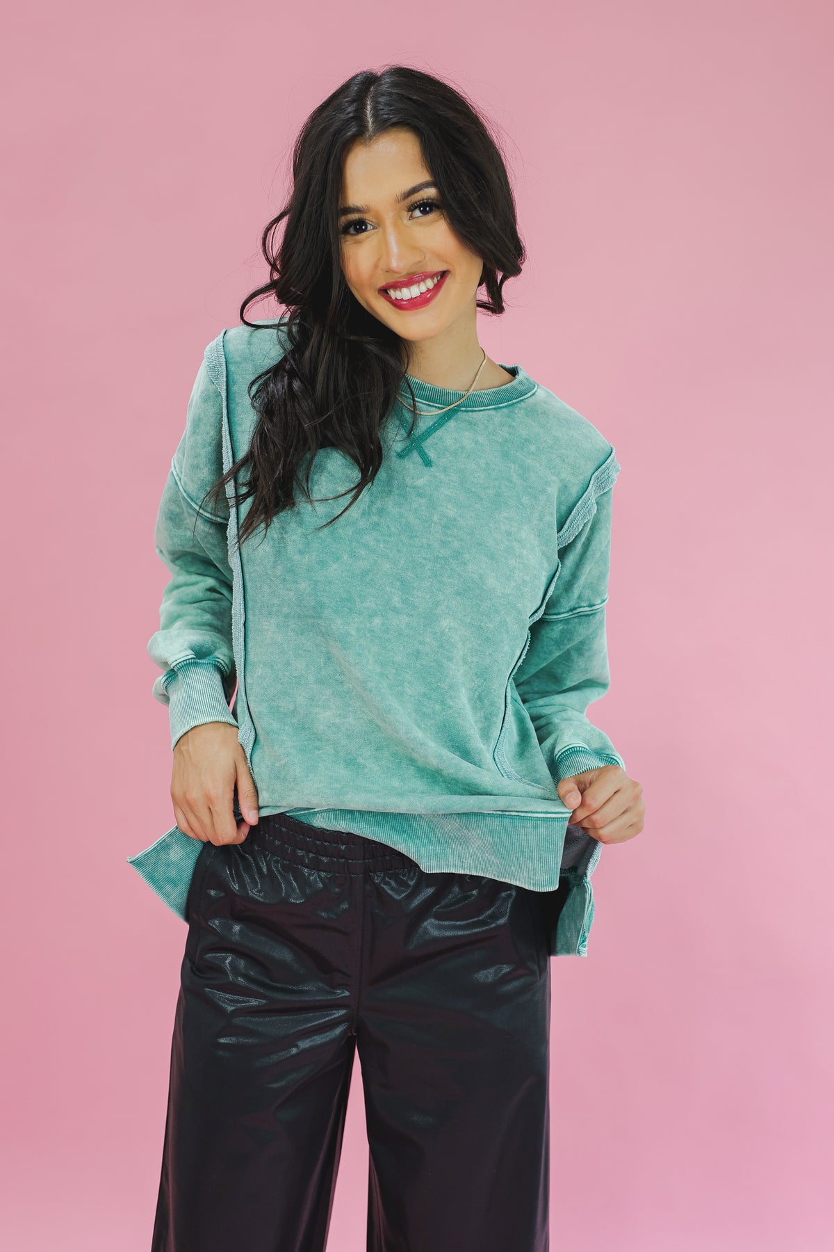 Cozy Strolls Sweatshirt In Sage