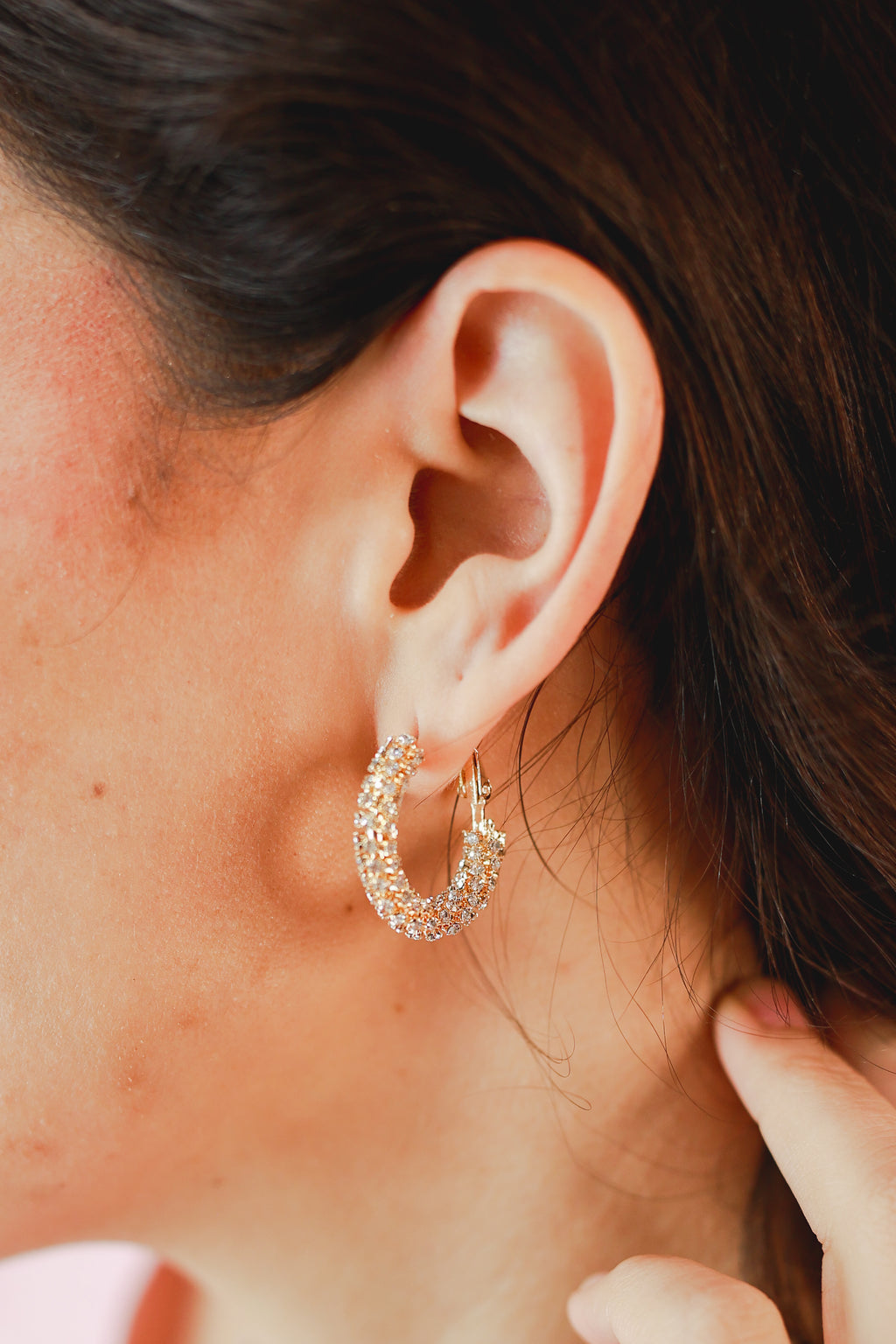 Crystal Clear Earrings In Gold