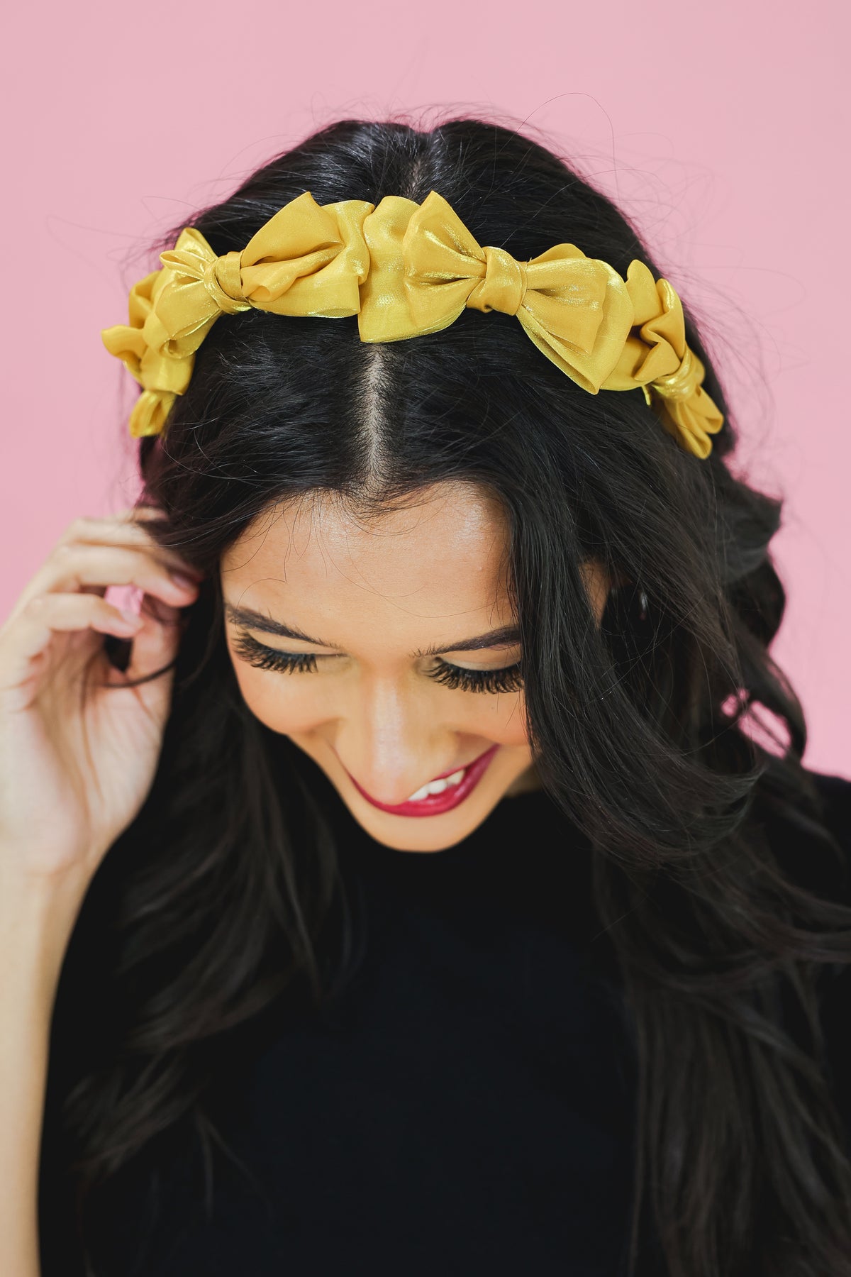 Precious Bow Headband In Mustard