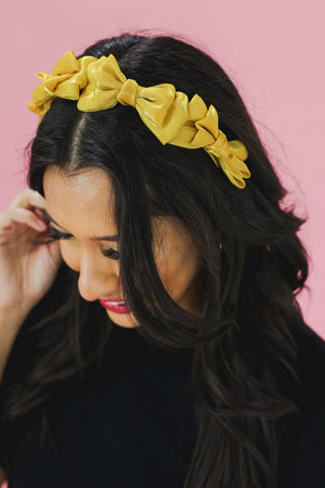 Precious Bow Headband In Mustard