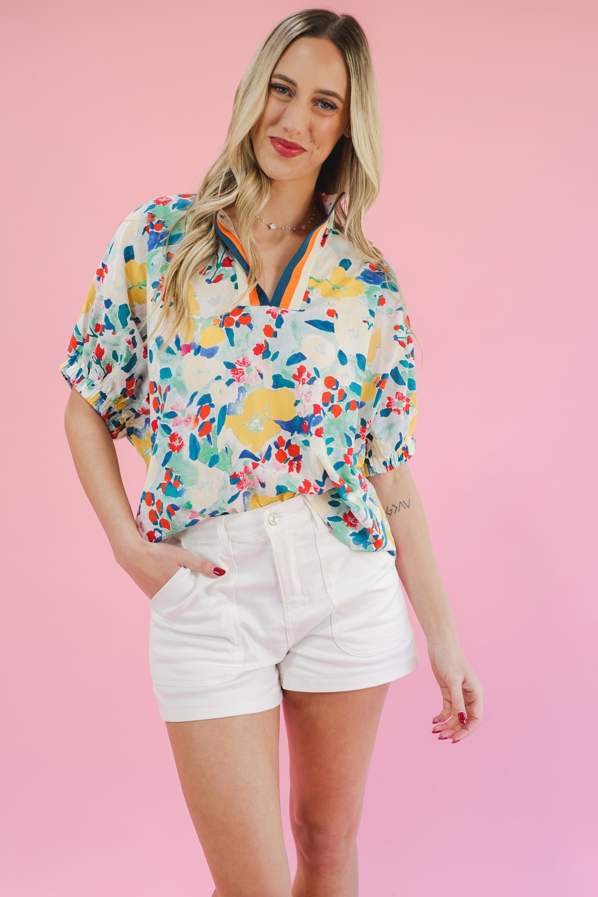 Always On The Run Floral Top - Green