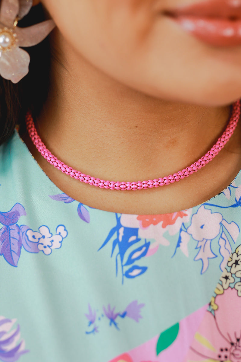 Colorful Moment Chain Necklace In Pink