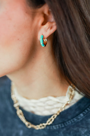 Touch Of Color Huggie Earrings In Turquoise