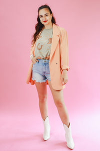 Romantic Story Tunic Blazer In Melon