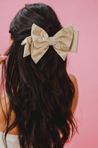 When It Matters Rhinestone Bow In Beige