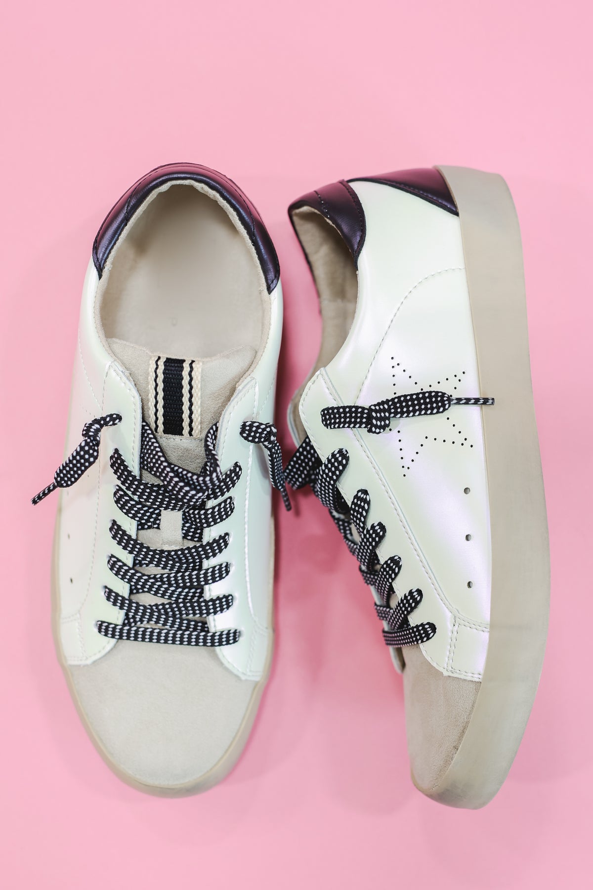 The Mia Sneakers In Metallic White