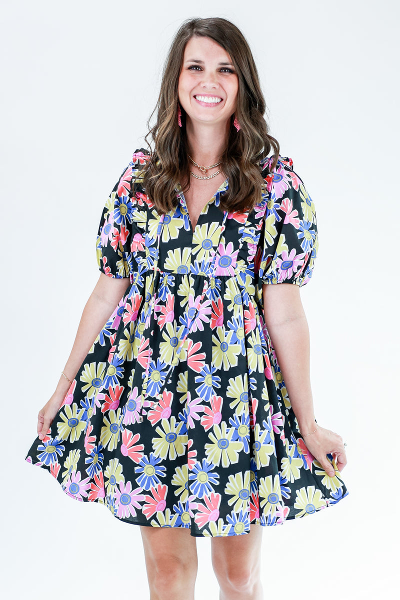 Summer Girl Floral Shift Dress In Multi