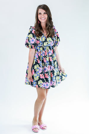 Summer Girl Floral Shift Dress In Multi