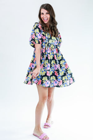 Summer Girl Floral Shift Dress In Multi