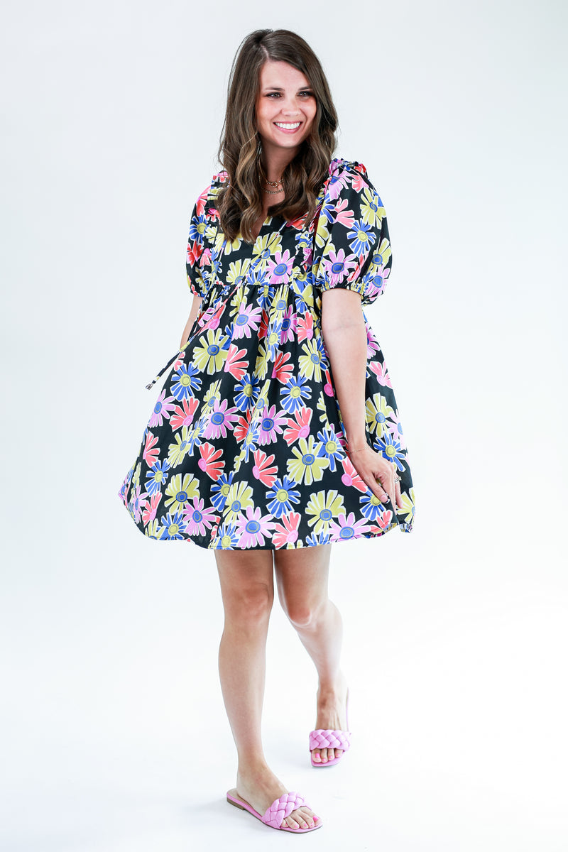 Summer Girl Floral Shift Dress In Multi