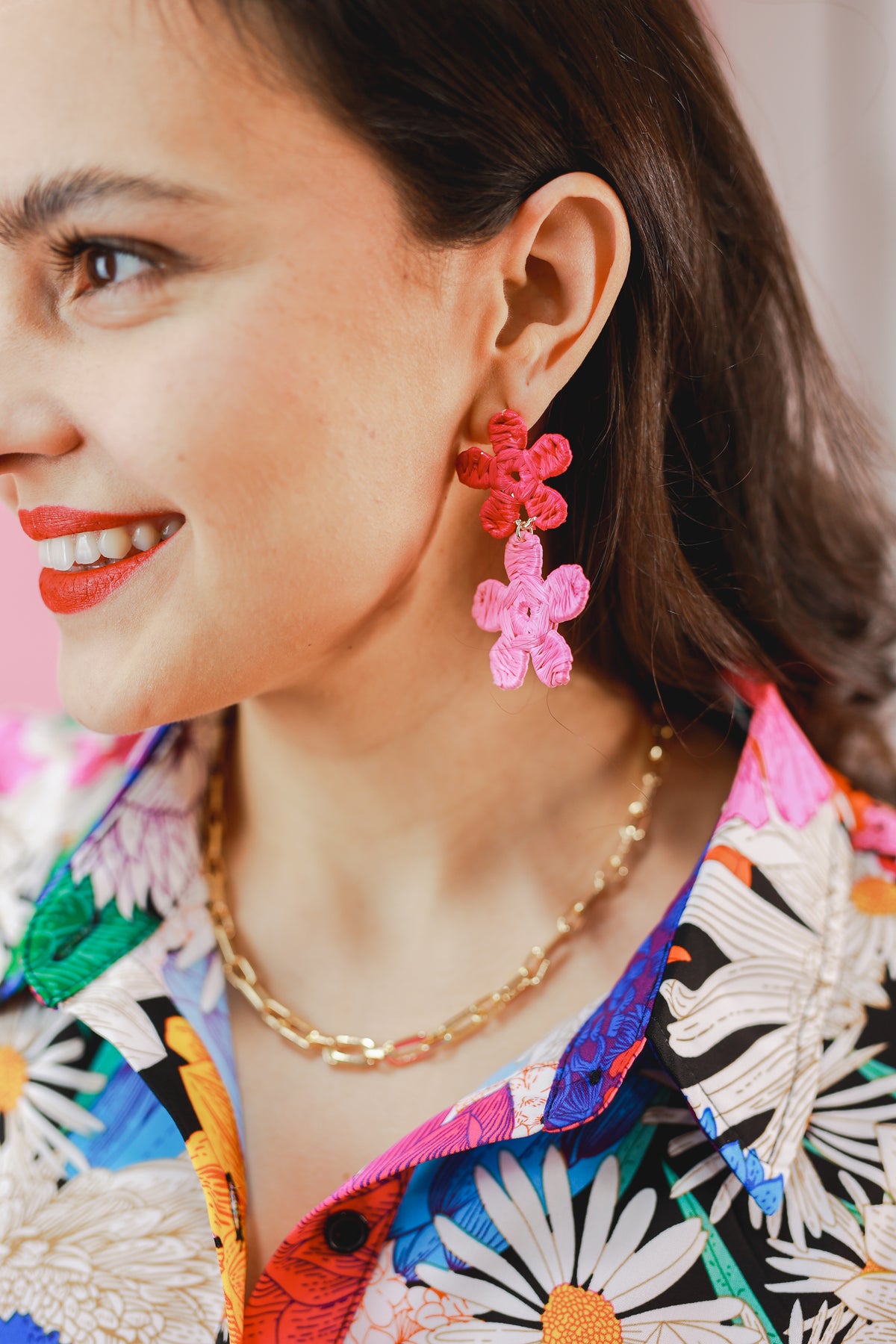 Precious Pink Flower Earrings