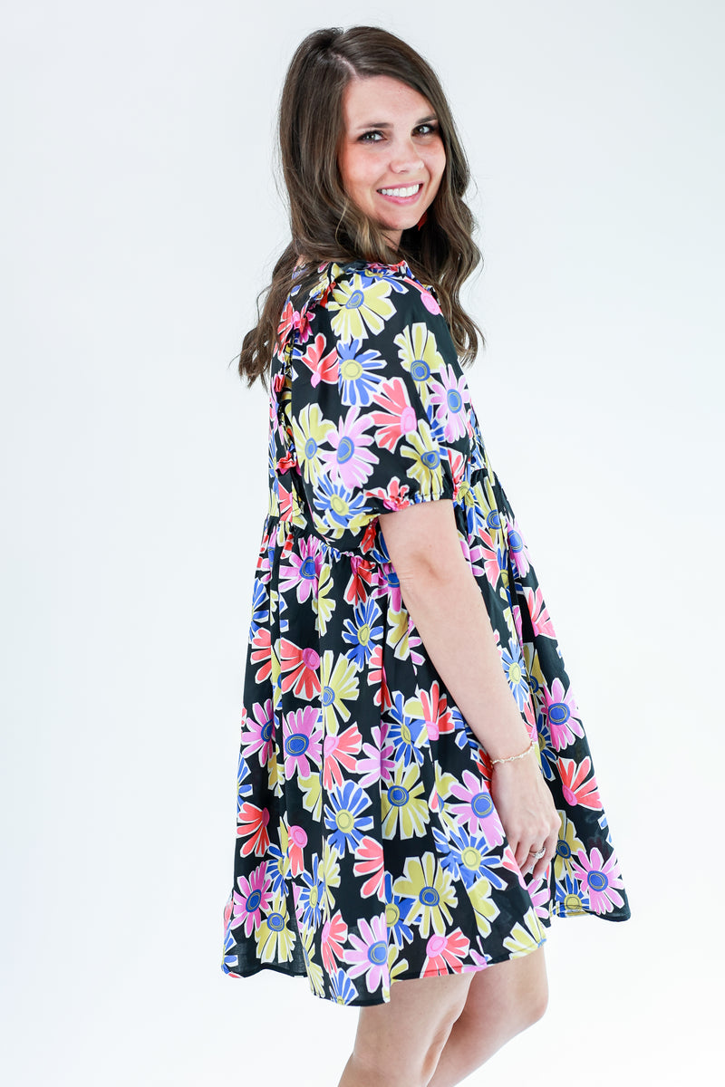 Summer Girl Floral Shift Dress In Multi