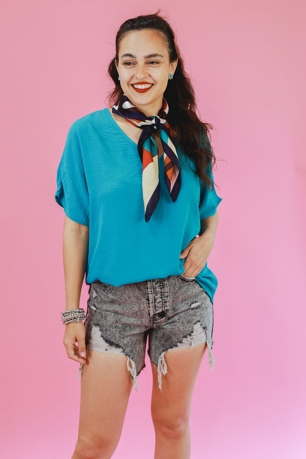 Living In Style Shift Top In Turquoise