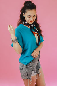 Living In Style Shift Top In Turquoise