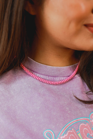 Colorful Moment Chain Necklace In Pink