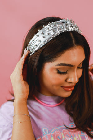 Midnight Love Studded Headband In Silver