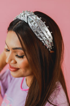 Midnight Love Studded Headband In Silver