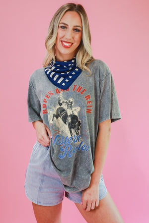 Ropes And The Rein Western Rodeo Tee In Denim