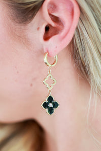 Can't Resist Floral Drop Earrings In Black