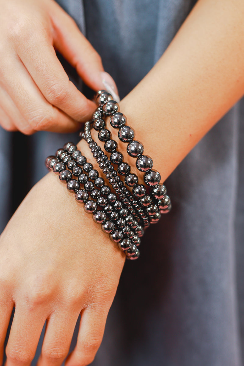 Candid Babe Bracelet Stack In Black Metal