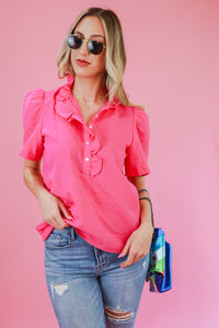 Stay Social Shift Top In Pink