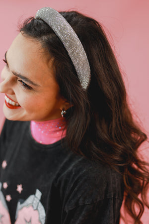 Sparkling Rhinestone Headband In Silver