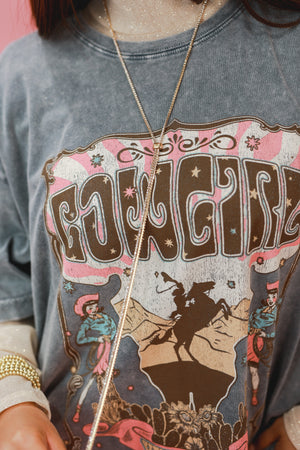 Cowgirl Wild West Tee In Denim