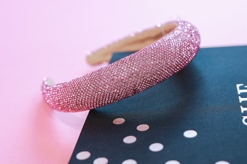 Sparkling Rhinestone Headband In Pink