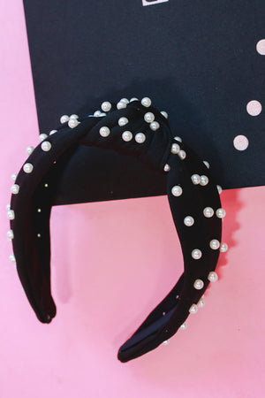 Brunch View Pearl Headband In Black