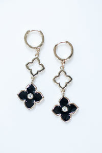 Can't Resist Floral Drop Earrings In Black