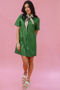 Queen Of Paradise Faux Leather Dress In Green