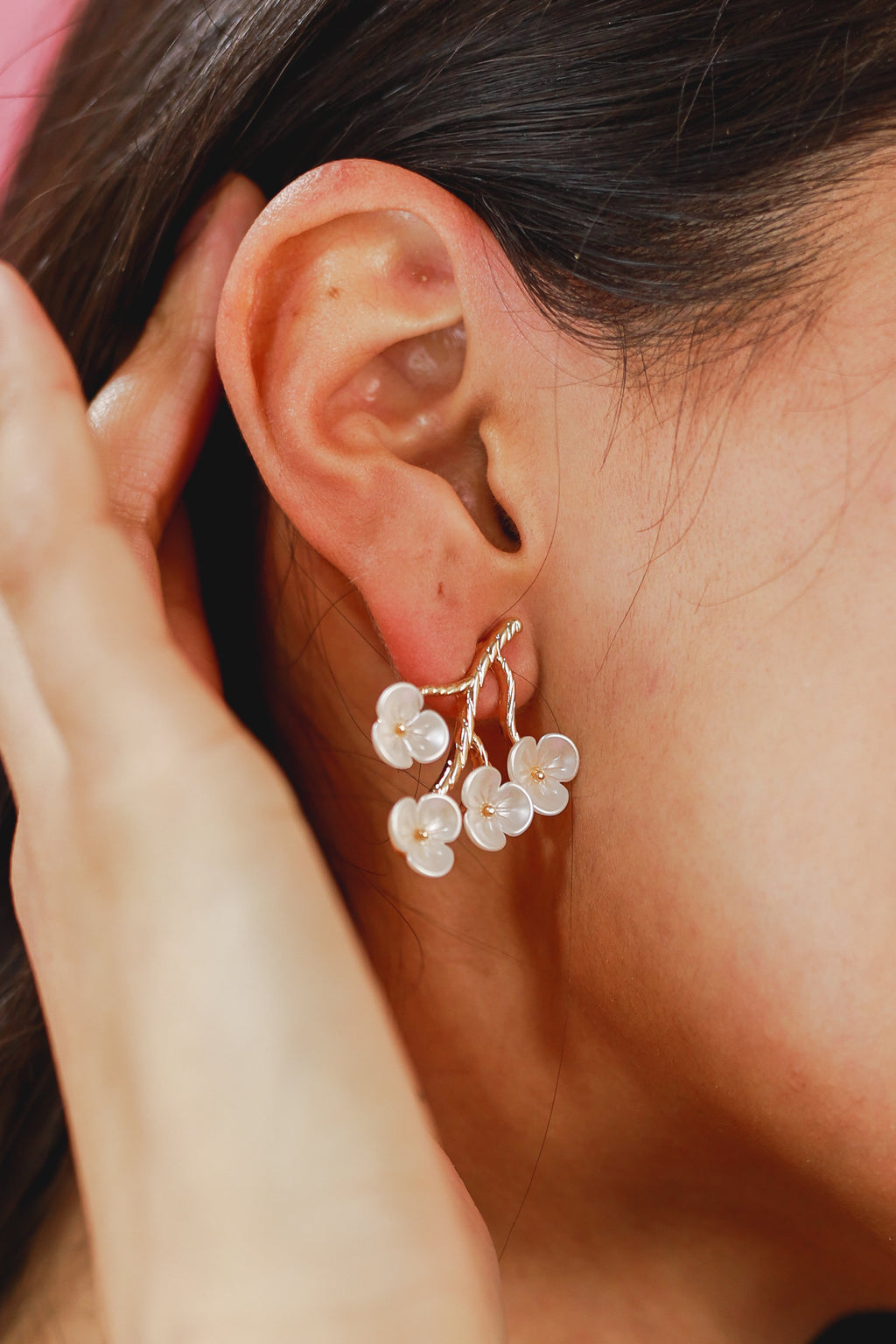 Cherry Blossom Earrings In Gold