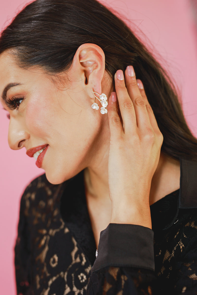 Cherry Blossom Earrings In Gold