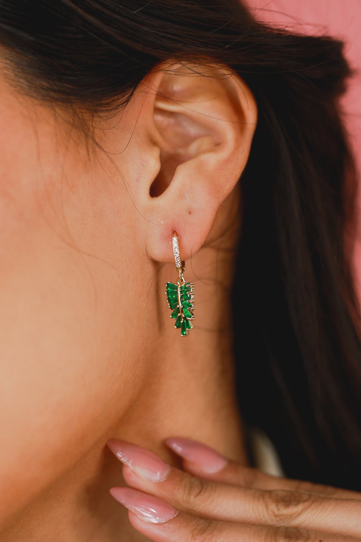 Banana Leaf Earrings In Green