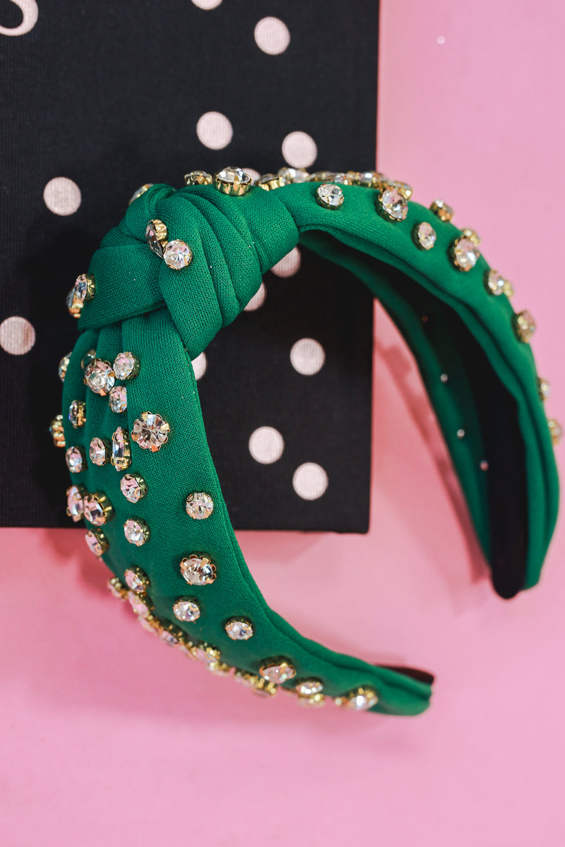 Trend Alert Rhinestone Headband In Kelly Green