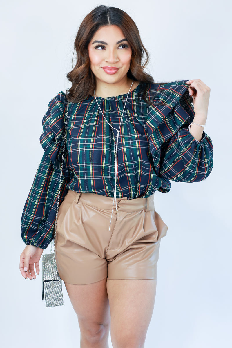 Holiday Happening Plaid Shift Top