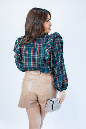 Holiday Happening Plaid Shift Top